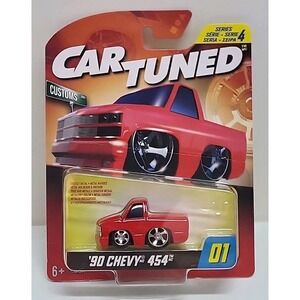 New 2025 Car Tuned Customs Series 4 Red '90 Chevy 454 Pickup MONMC Read